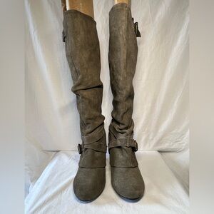 Naughty Monkey Elena Knee High Slouch Boots with Wrap-Around Straps Women’s 7.5